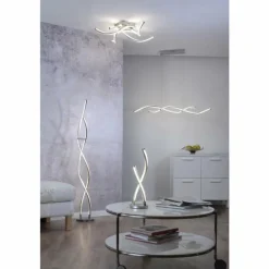 Paul Neuhaus Q-Serie Lampadaire Paul Neuhaus Q-MALINA LED Acier inoxydable, 2 lumières, Télécommandes