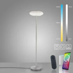 Paul Neuhaus Q-Serie Lampadaire Paul Neuhaus Q-ETIENNE LED Acier brossé, 1 lumière, Télécommandes