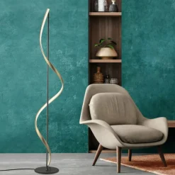 Paul Neuhaus Q-Serie Lampadaire Paul Neuhaus QSWING LED Anthracite, Or, 1 lumière, Télécommandes