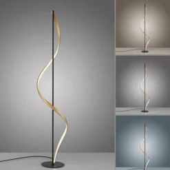 Paul Neuhaus Q-Serie Lampadaire Paul Neuhaus QSWING LED Anthracite, Or, 1 lumière, Télécommandes