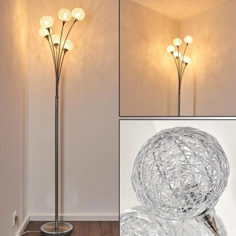 hofstein Lampadaire Paul Neuhaus WOMBLE Acier inoxydable, 6 lumières* Lampadaires Et Lampes Sur Pied