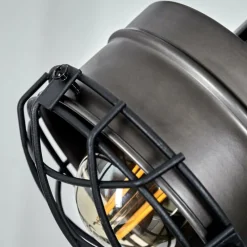 Lampes Industrielles-hofstein Lampadaire Pehefito Gris, Bois foncé, Noir, 2 lumières