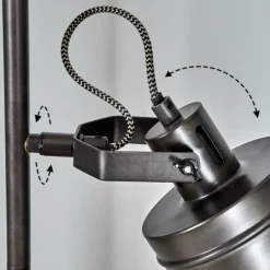 Lampes Industrielles-hofstein Lampadaire Pehefito Gris, Bois foncé, Noir, 2 lumières