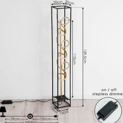 Lampes Dorées-hofstein Lampadaire Pericos LED Noir, 3 lumières
