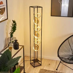 Lampes Dorées-hofstein Lampadaire Pericos LED Noir, 3 lumières