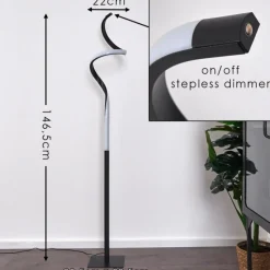 hofstein Lampadaire Pitasch LED Noir, 1 lumière