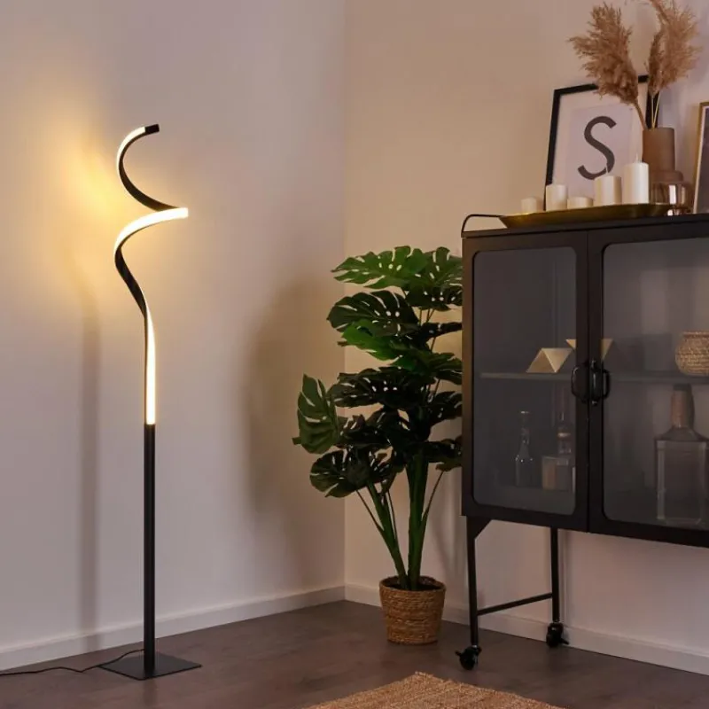 hofstein Lampadaire Pitasch LED Noir, 1 lumière