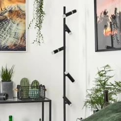 hofstein Lampadaire Pousseline LED Noir, 1 lumière