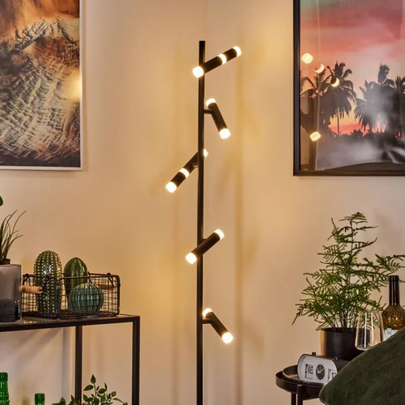 hofstein Lampadaire Pousseline LED Noir, 1 lumière