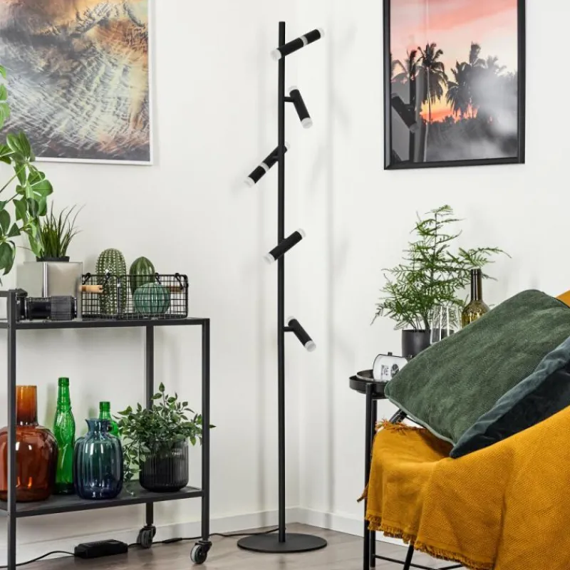 hofstein Lampadaire Pousseline LED Noir, 1 lumière