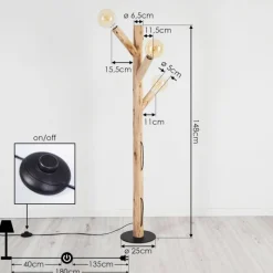 Luminaires Rustiques-hofstein Lampadaire Pozos Bois clair, Noir, 3 lumières