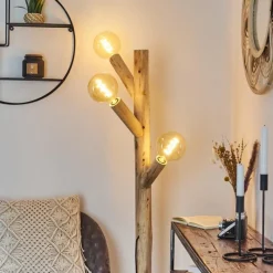 Luminaires Rustiques-hofstein Lampadaire Pozos Bois clair, Noir, 3 lumières