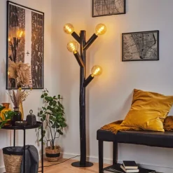 Lampes Industrielles-hofstein Lampadaire Pozos Noir, 4 lumières