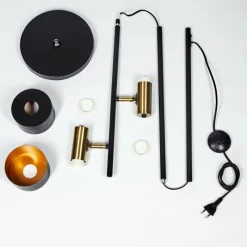 Lampes Dorées-hofstein Lampadaire Pretoria Vieux laiton, Noir, 2 lumières