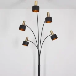 Lampes Dorées-hofstein Lampadaire Pretoria Vieux laiton, Noir, 5 lumières
