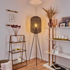 Style Boho-Chic-hofstein Lampadaire Quinto Noir, 1 lumière