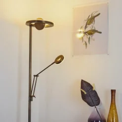 hofstein Lampadaire Rabeja LED Laiton, 2 lumières