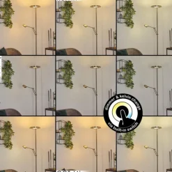 hofstein Lampadaire Rabeja LED Nickel mat, 2 lumières