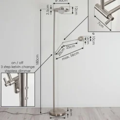 hofstein Lampadaire Rabeja LED Nickel mat, 2 lumières