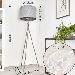 Lampes En Tissu-hofstein Lampadaire Rayong Nickel mat, 1 lumière