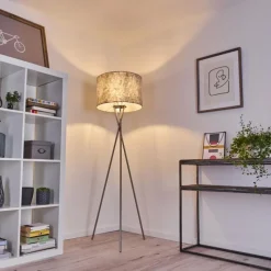 Lampes En Tissu-hofstein Lampadaire Rayong Nickel mat, 1 lumière