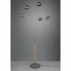 Luminaires Reality Lampadaire Reality Dito Brun foncé, Nickel mat, 5 lumières* Lampadaires Et Lampes Sur Pied