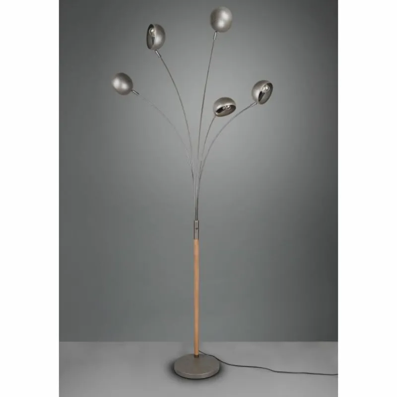 Luminaires Reality Lampadaire Reality Dito Brun foncé, Nickel mat, 5 lumières* Lampadaires Et Lampes Sur Pied