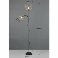 Lampes Dorées-Luminaires Reality Lampadaire Reality HAVAL Noir doré, 2 lumières
