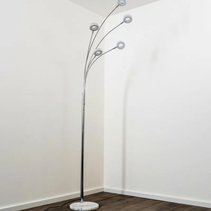 Luminaires Reality Lampadaire Reality Rennes LED Chrome, 5 lumières* Lampadaires Et Lampes Sur Pied