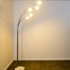 Luminaires Reality Lampadaire Reality Rennes LED Chrome, 5 lumières* Lampadaires Et Lampes Sur Pied