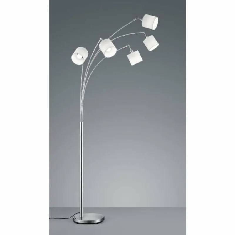 Luminaires Reality Lampadaire Reality TOMMY Nickel mat, 5 lumières* Lampadaires Et Lampes Sur Pied