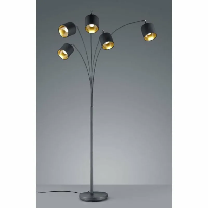 Luminaires Reality Lampadaire Reality TOMMY Noir, 5 lumières* Lampadaires Et Lampes Sur Pied