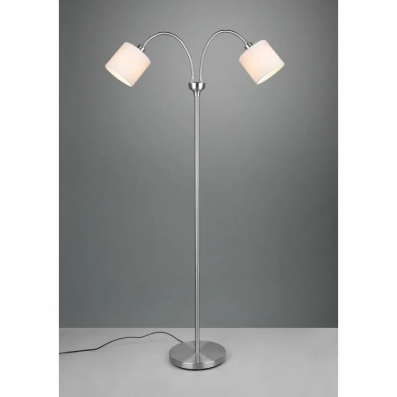 Lampes En Tissu-Luminaires Reality Lampadaire Reality Tommy Nickel mat, 2 lumières