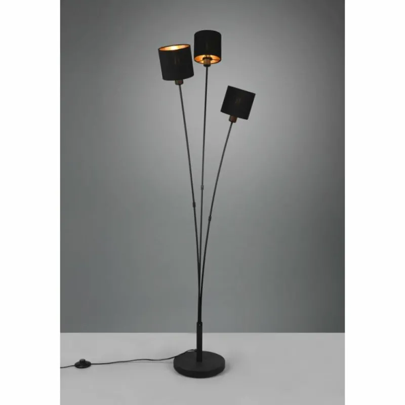 Lampes En Tissu-Luminaires Reality Lampadaire Reality Tommy Noir, 3 lumières