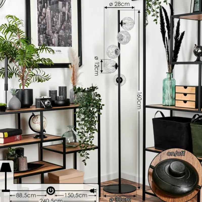 Lampes À Boules-hofstein Lampadaire Remaisnil Argenté, 5 lumières