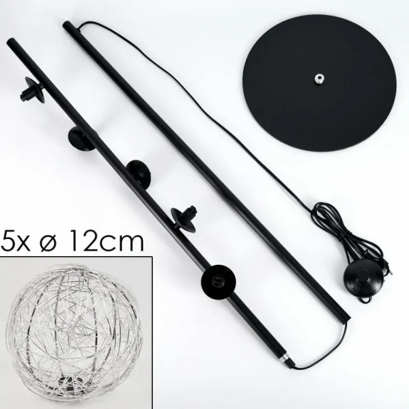 Lampes À Boules-hofstein Lampadaire Remaisnil Argenté, 5 lumières