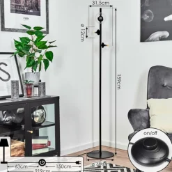 hofstein Lampadaire Remaisnil Noir, 3 lumières