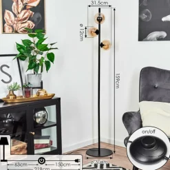 hofstein Lampadaire Remaisnil Noir, 3 lumières