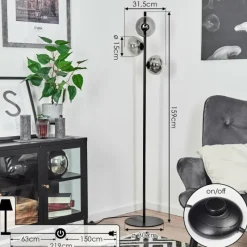 hofstein Lampadaire Remaisnil Noir, 3 lumières