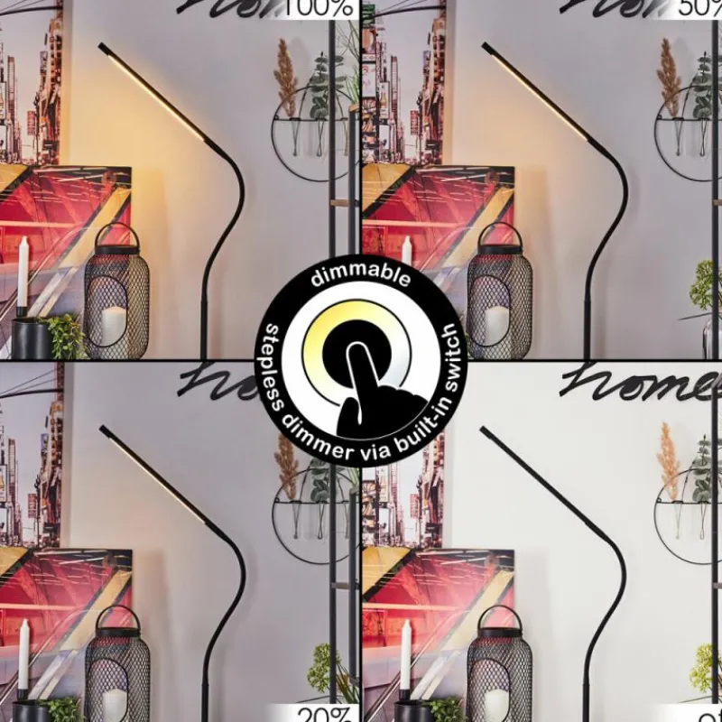 hofstein Lampadaire Reuland LED Noir, 1 lumière