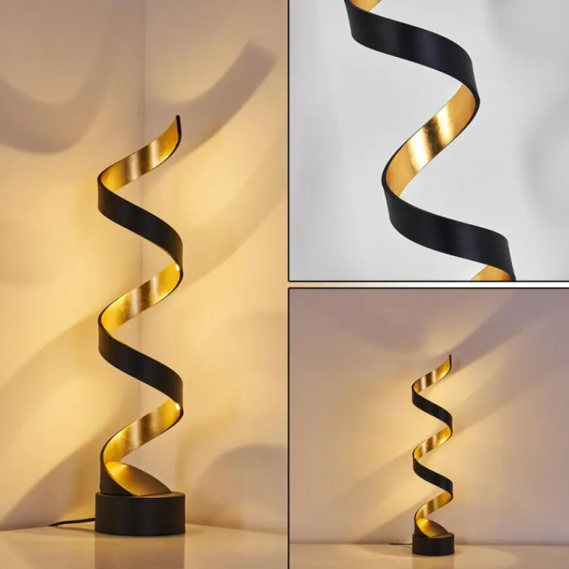 Lampes Dorées-hofstein Lampadaire Rezat LED Noir doré, 1 lumière