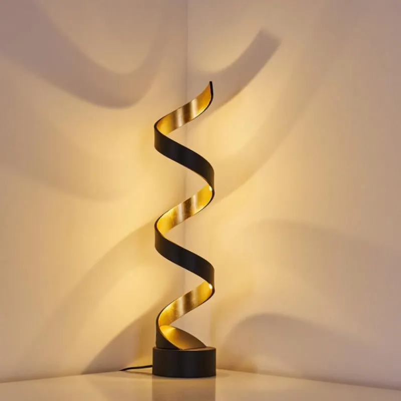 Lampes Dorées-hofstein Lampadaire Rezat LED Noir doré, 1 lumière