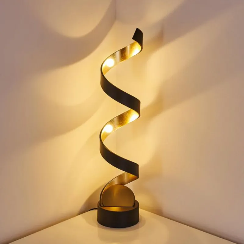 Lampes Dorées-hofstein Lampadaire Rezat LED Noir doré, 1 lumière