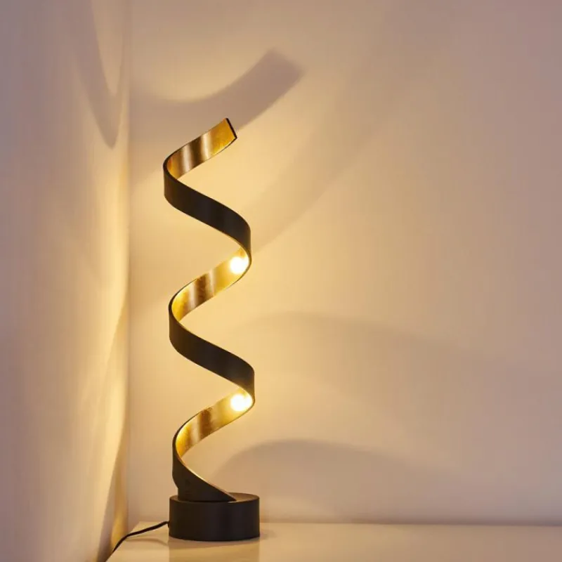 Lampes Dorées-hofstein Lampadaire Rezat LED Noir doré, 1 lumière