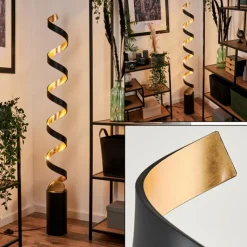 Lampes Art Déco-hofstein Lampadaire Rezat LED Noir doré, 1 lumière