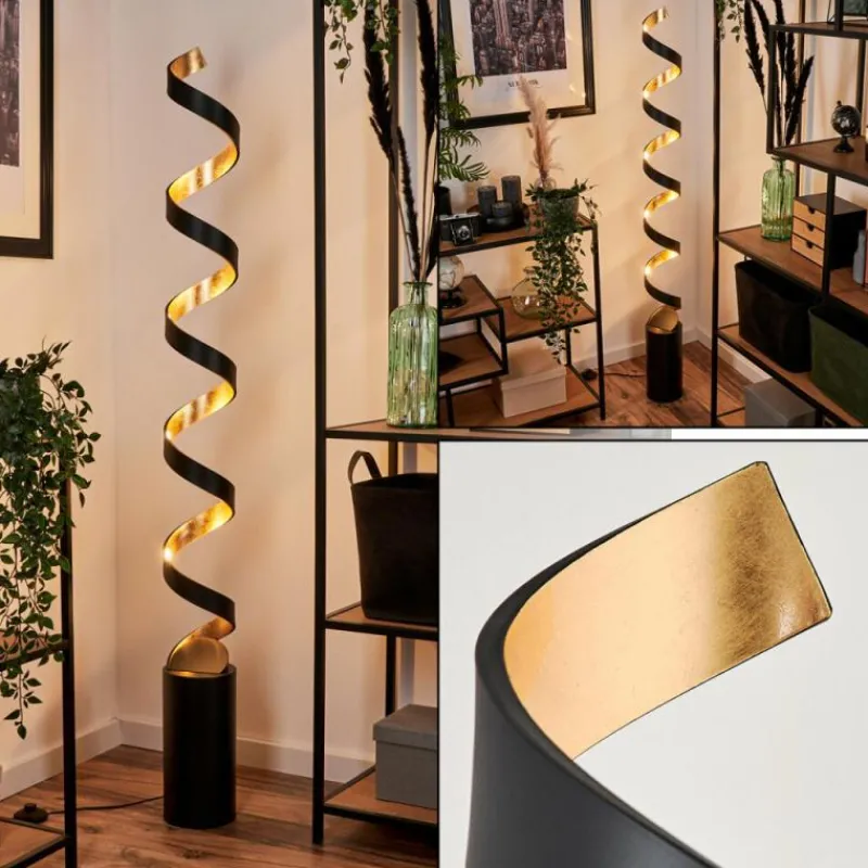 Lampes Art Déco-hofstein Lampadaire Rezat LED Noir doré, 1 lumière