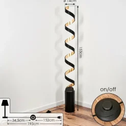 Lampes Art Déco-hofstein Lampadaire Rezat LED Noir doré, 1 lumière