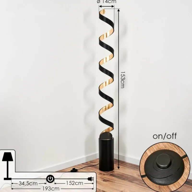 Lampes Art Déco-hofstein Lampadaire Rezat LED Noir doré, 1 lumière