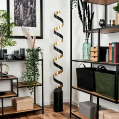 Lampes Art Déco-hofstein Lampadaire Rezat LED Noir doré, 1 lumière