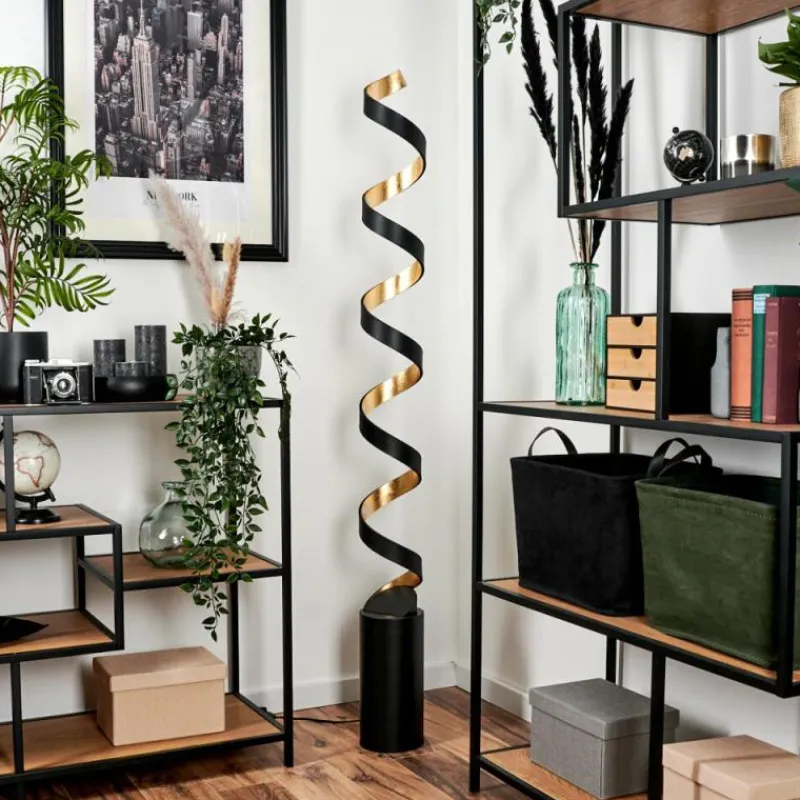 Lampes Art Déco-hofstein Lampadaire Rezat LED Noir doré, 1 lumière